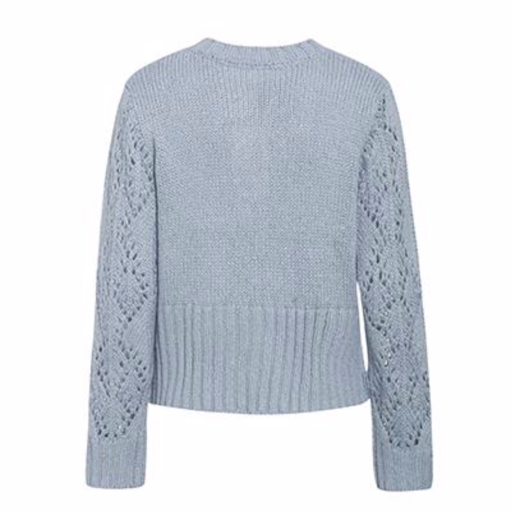 Blue Buttoned Knit Cardigan - Picture 6 of 9